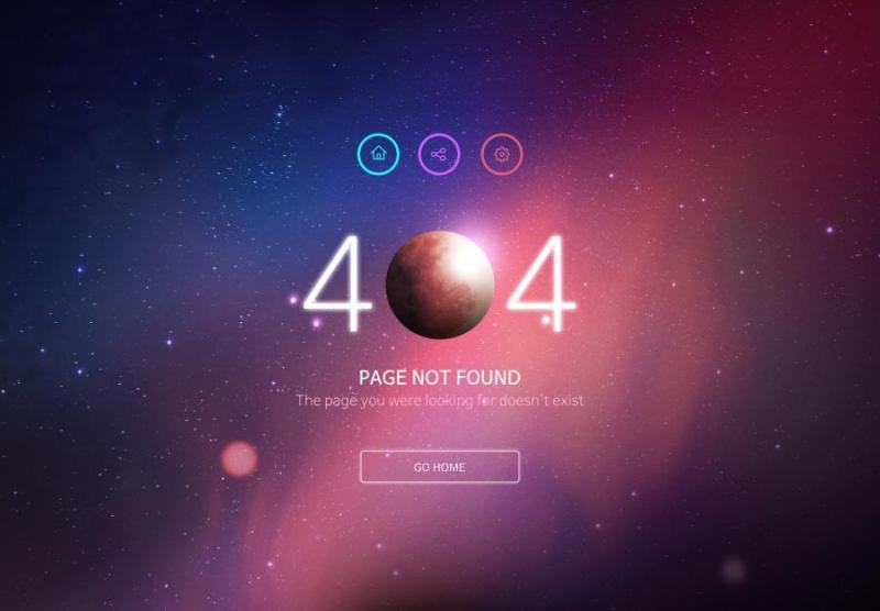11款星空宇宙星球高级网页404错误页面PSD模板