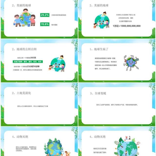 卡通风世界地球日保护地球PPT模板 卡通风世界地球日保护地球PPT模板