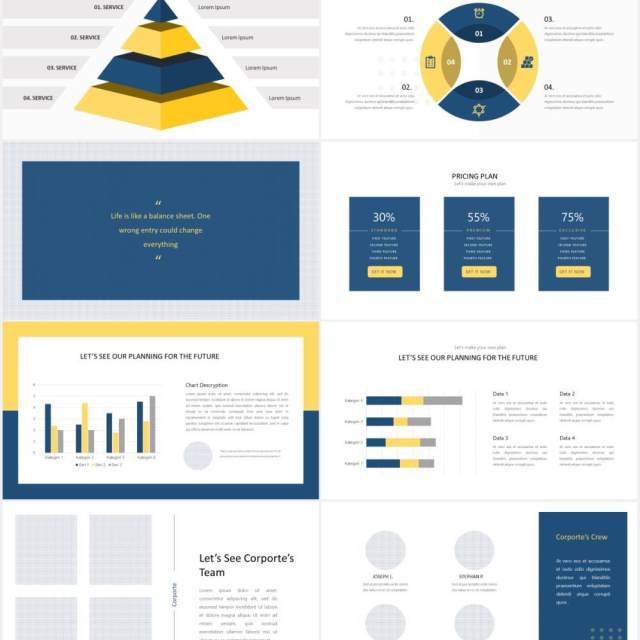 蓝色公司介绍企业宣传图片版式设计PPT模板Corporate Presentation - iWantemp