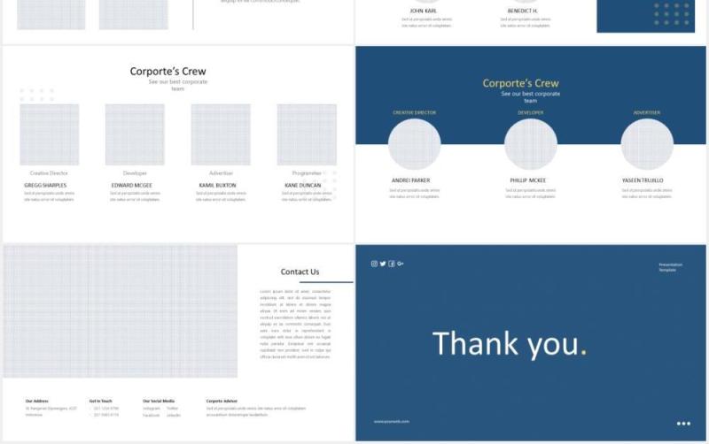 蓝色公司介绍企业宣传图片版式设计PPT模板Corporate Presentation - iWantemp
