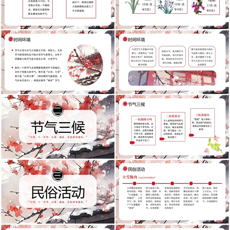 水墨中国风二十四节气大雪PPT模板