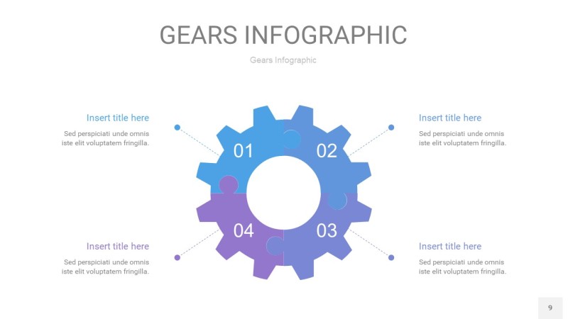 紫蓝色齿轮PPT信息图9