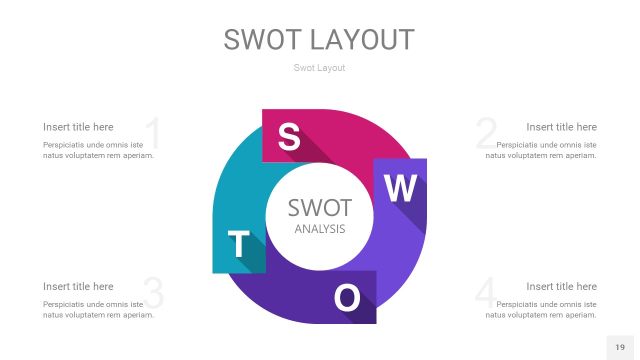 玫瑰紫SWOT图表PPT19