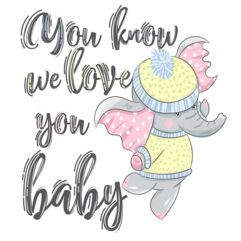 在动画片的逗人喜爱的婴孩大象给手拉