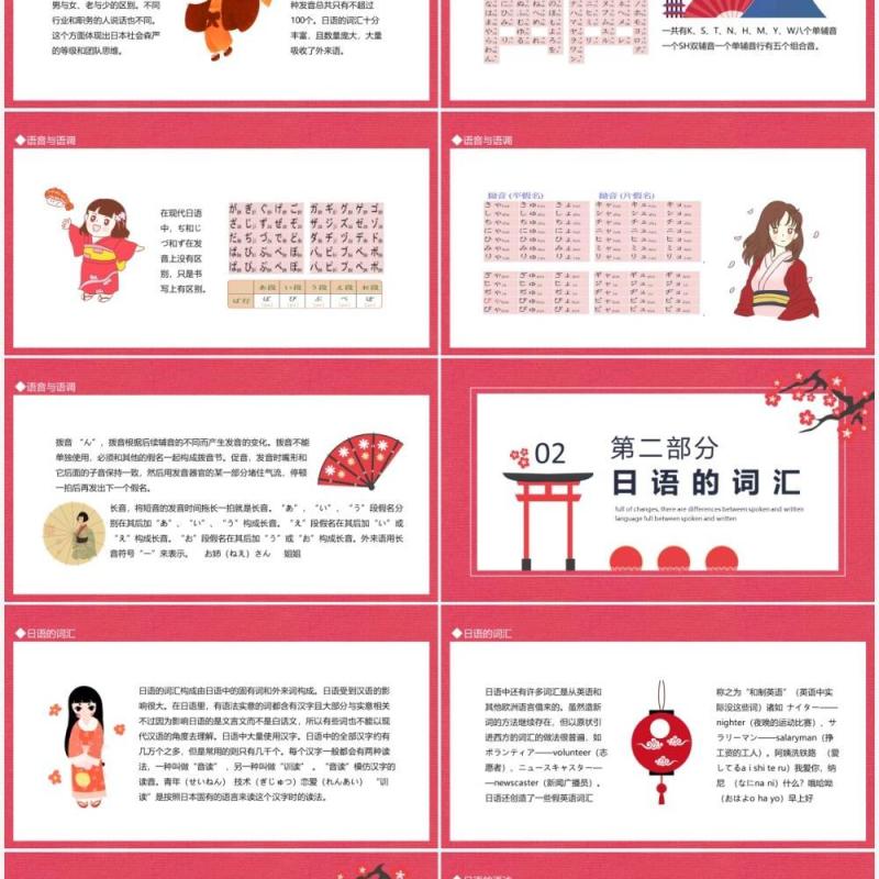 日语介绍日语极富变化有口语和书面语的区别动态PPT模板