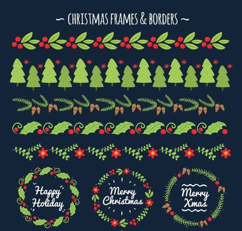 圣诞花环和花边