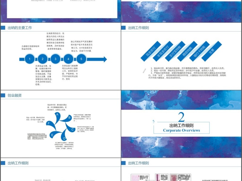 纹理蓝完整版财务部出纳工作ppt模板