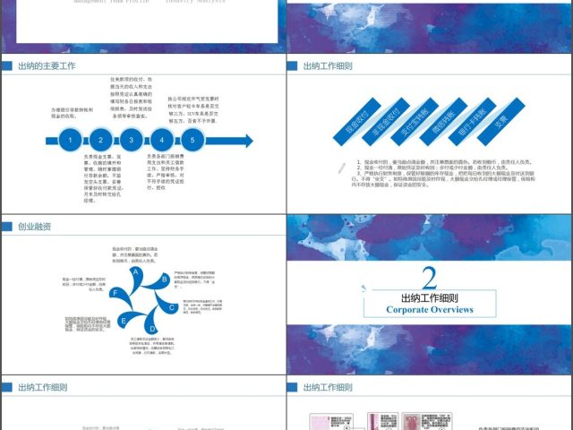纹理蓝完整版财务部出纳工作ppt模板 纹理蓝完整版财务部出纳工作ppt模板