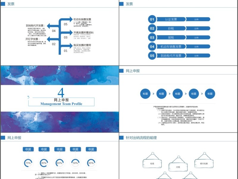 纹理蓝完整版财务部出纳工作ppt模板