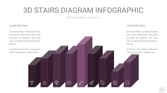 渐变深紫色3D阶梯PPT图表17