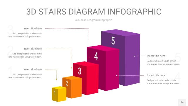 多色3D阶梯PPT图表24