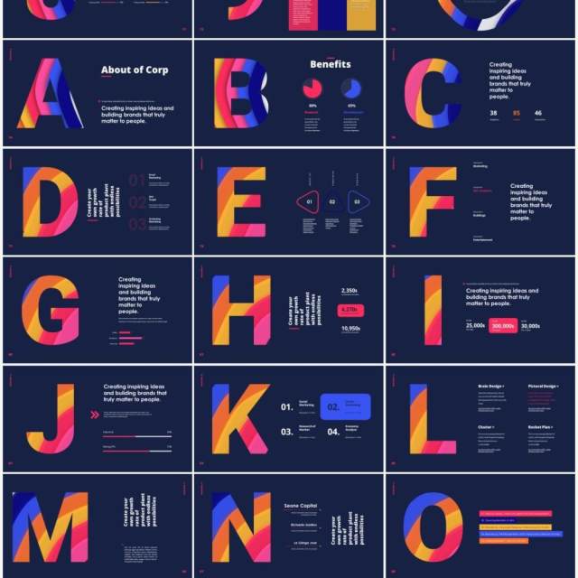 独特彩色数字字母表PPT图形设计素材Colorful Alphabet Special Slides 独特彩色数字字母表PPT图形设计素材Colorful Alphabet Special Slides
