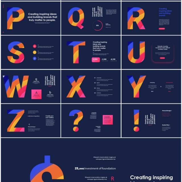 独特彩色数字字母表PPT图形设计素材Colorful Alphabet Special Slides 独特彩色数字字母表PPT图形设计素材Colorful Alphabet Special Slides