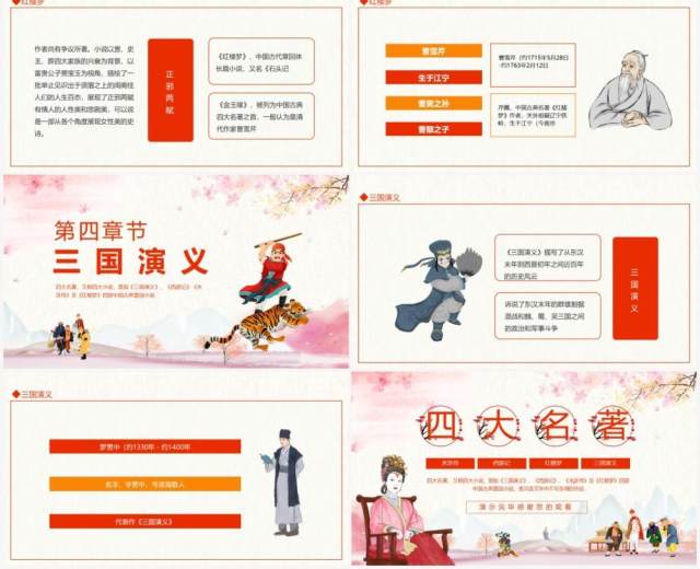 四大名著称四大小说三国演义西游记水浒传红楼梦中国古典章回小说动态PPT模板 四大名著称四大小说三国演义西游记水浒传红楼梦中国古典章回小说动态PPT模板