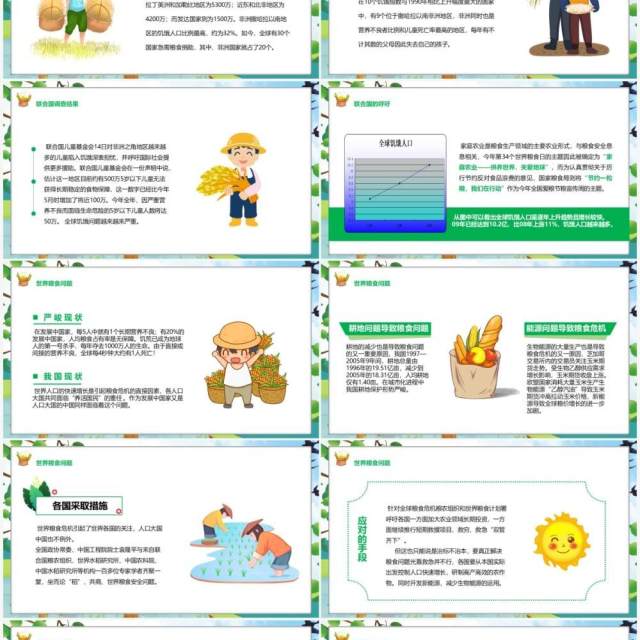 绿色卡通风民以食为天节约粮食主题教育PPT模板 绿色卡通风民以食为天节约粮食主题教育PPT模板