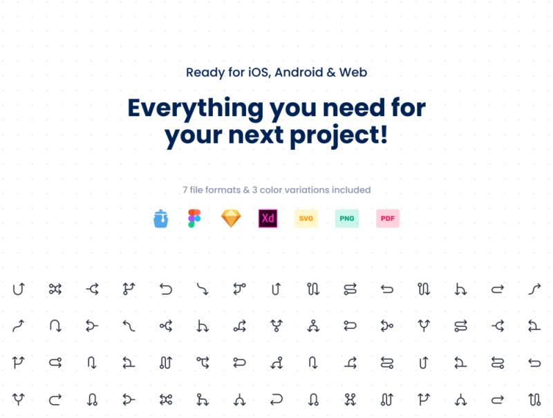 144个图标素描，FIGMA和Adobe XD，线框连接图标包 -  144个图标