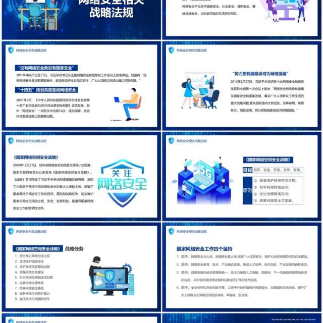 蓝色卡通风网络安全共享文明PPT模板