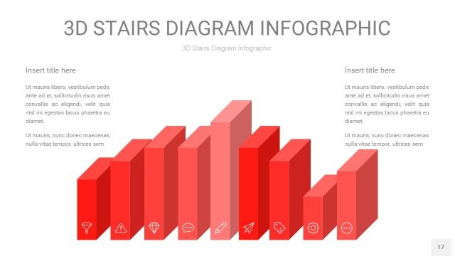 红色3D阶梯PPT图表17