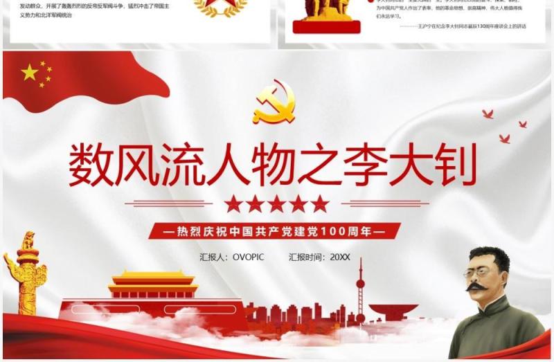数风流人物之李大钊宣传PPT模板