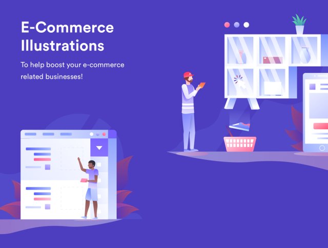 电子商务插图包用于移动和桌面，电子商务插图
