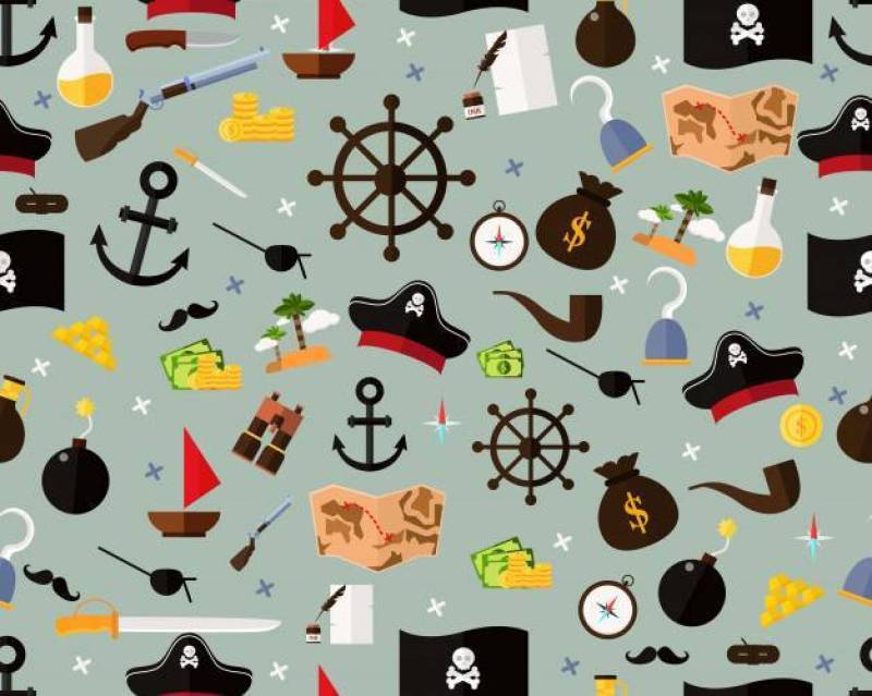 Vector flat seamless texture pattern pirates.