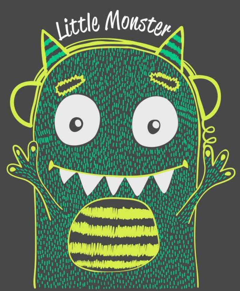 T恤打印的可爱的怪物矢量设计