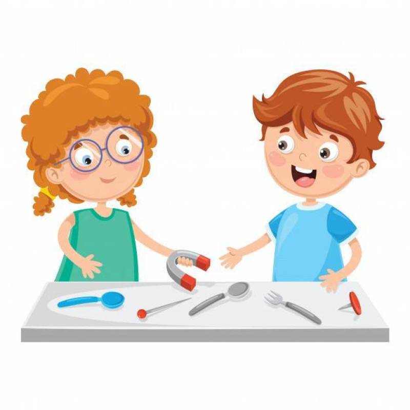 孩子的传染媒介例证使用磁铁的