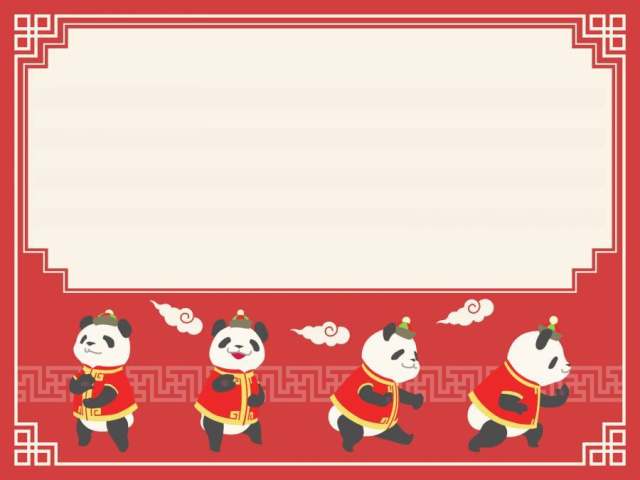 留言卡 - 熊猫2 - 红色