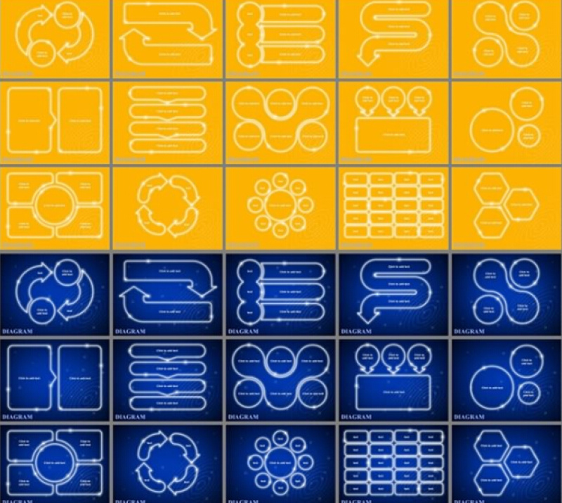 30页炫丽荧光效果PPT图表