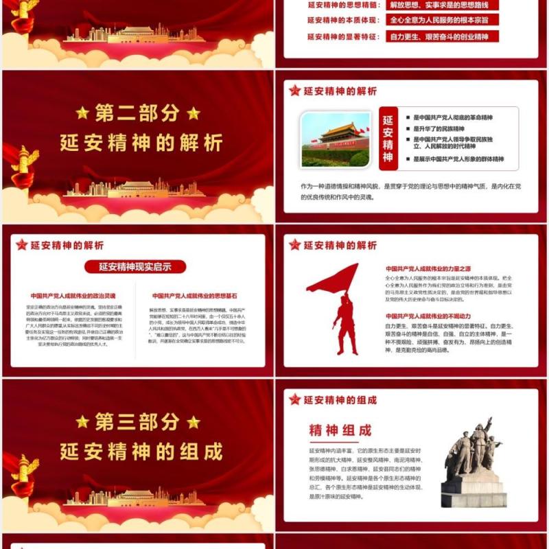 党政弘扬延安精神勇担时代使命学习解读党建党课PPT模板