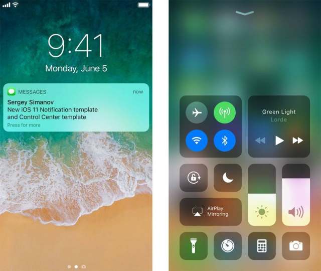 iOS 11 锁屏通知和控制中心模版 iOS 11 锁屏通知和控制中心模版