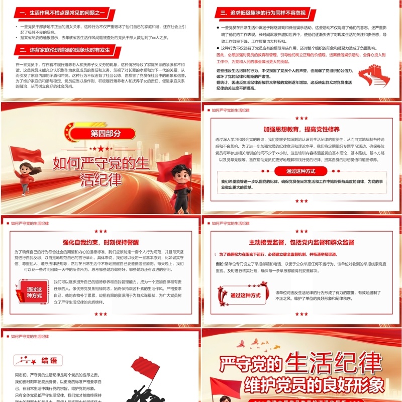 严守党的生活纪律维护党员良好形象PPT模板