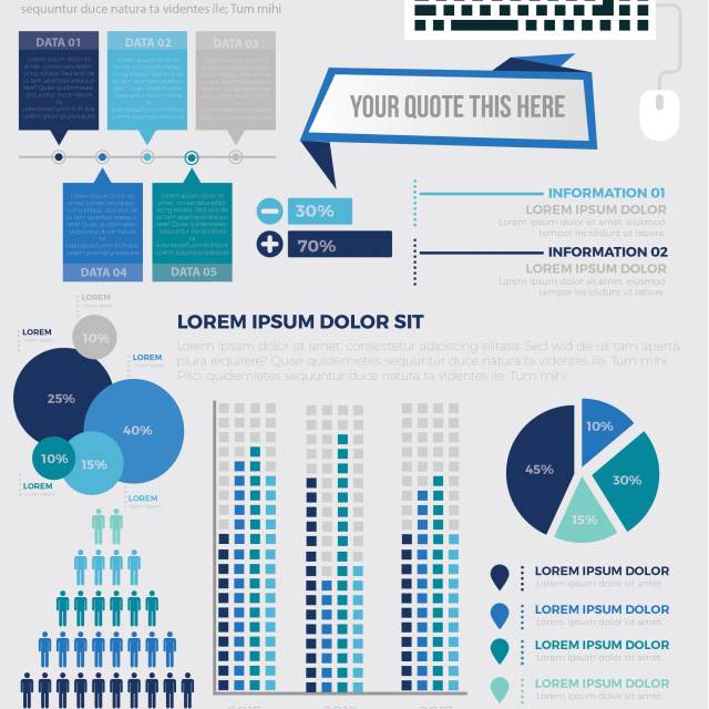 蓝色矢量信息图表模板 Infographic Elements