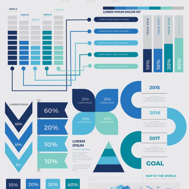 蓝色矢量信息图表模板 Infographic Elements 蓝色矢量信息图表模板 Infographic Elements