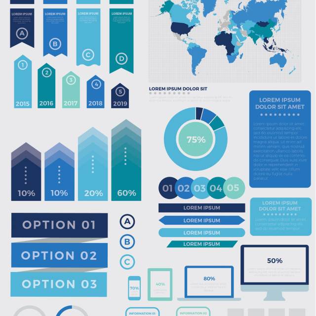 蓝色矢量信息图表模板 Infographic Elements 蓝色矢量信息图表模板 Infographic Elements