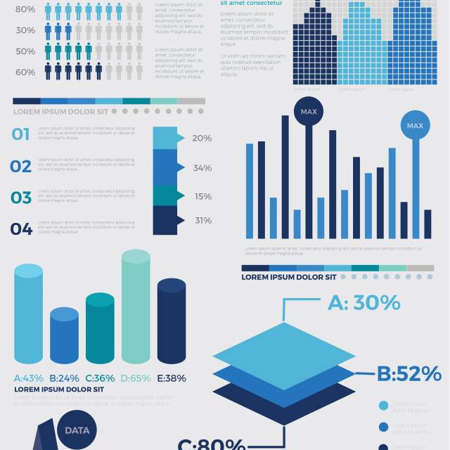 蓝色矢量信息图表模板 Infographic Elements 蓝色矢量信息图表模板 Infographic Elements