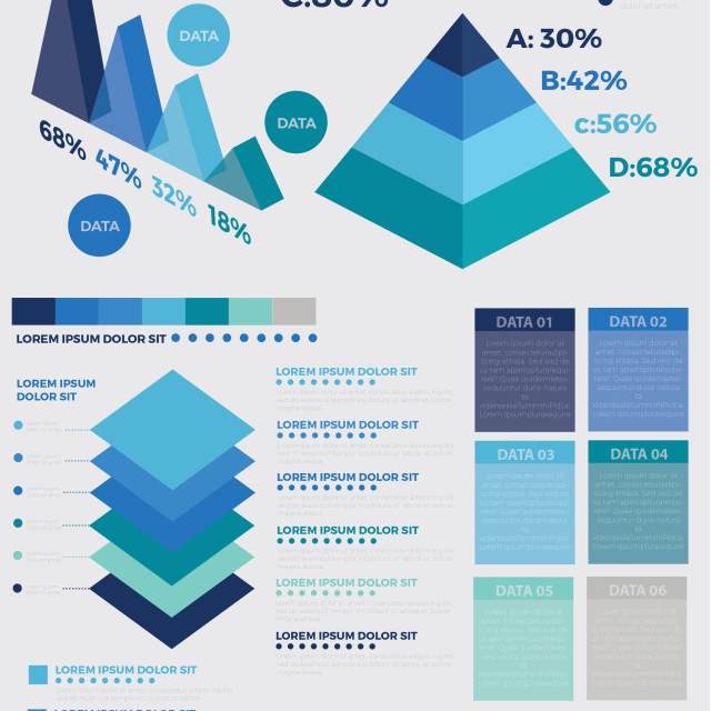 蓝色矢量信息图表模板 Infographic Elements 蓝色矢量信息图表模板 Infographic Elements