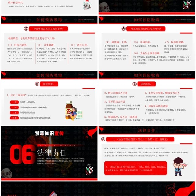 红色卡通风禁毒知识宣传PPT模板 红色卡通风禁毒知识宣传PPT模板