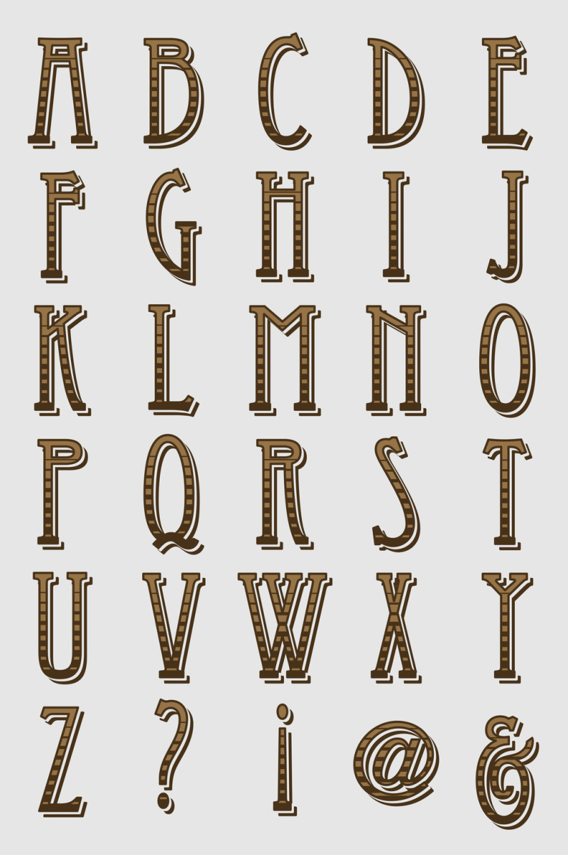 矢量欧式复古英文字母