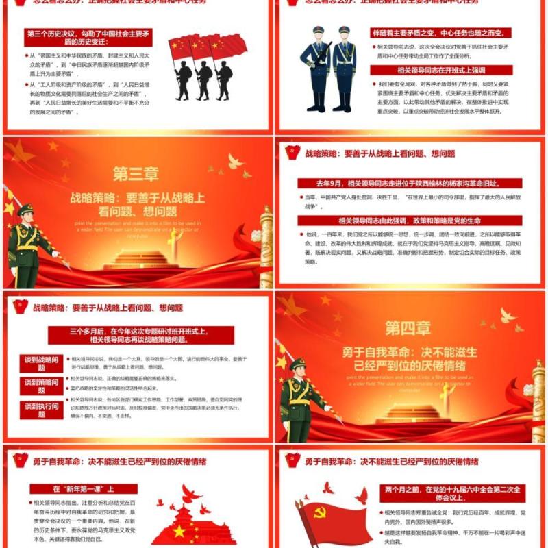 红色专题研讨班上深刻阐述的五个问题PPT模板