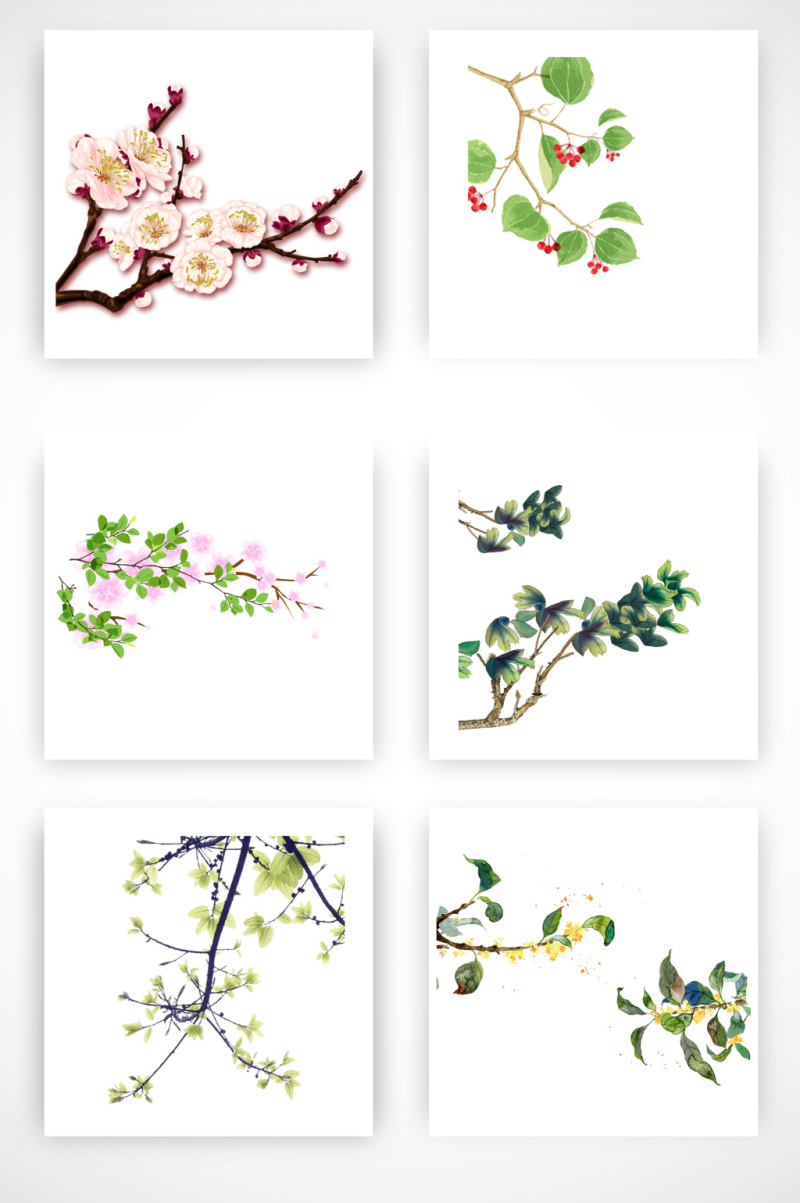 各种树枝素材矢量图