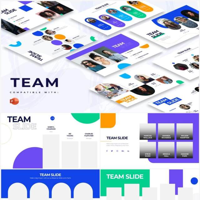 蓝色简洁公司团队介绍PPT素材Team Powerpoint Infographics 蓝色简洁公司团队介绍PPT素材Team Powerpoint Infographics