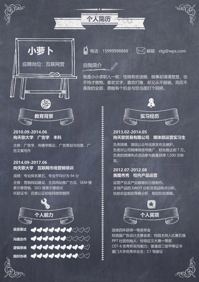 创意时尚教育互联网简历模板19