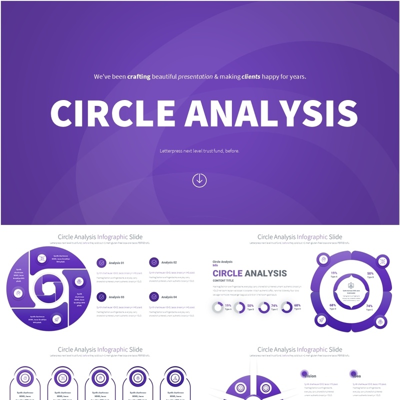 圆形信息图分析PPT模板Circle Analysis - Color 07 (Deep Purple)