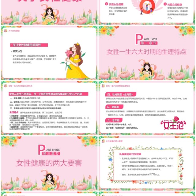 粉色清新风关注女性健康PPT模板 粉色清新风关注女性健康PPT模板