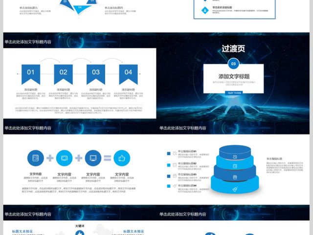 2018蓝色炫酷科技行业工作总结PPT