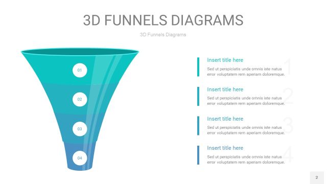 天蓝绿3D漏斗PPT信息图表2