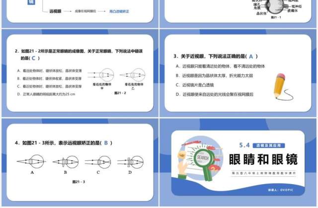 部编版5.4第五章眼睛和眼镜八年级物理课件PPT模版 部编版5.4第五章眼睛和眼镜八年级物理课件PPT模版