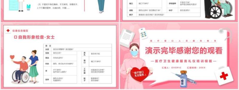 粉色卡通医院窗口服务礼仪培训课件PPT模板