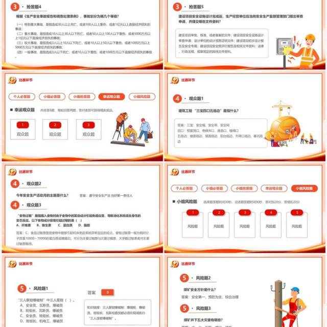 橙色简约安全生产月知识竞赛PPT模板